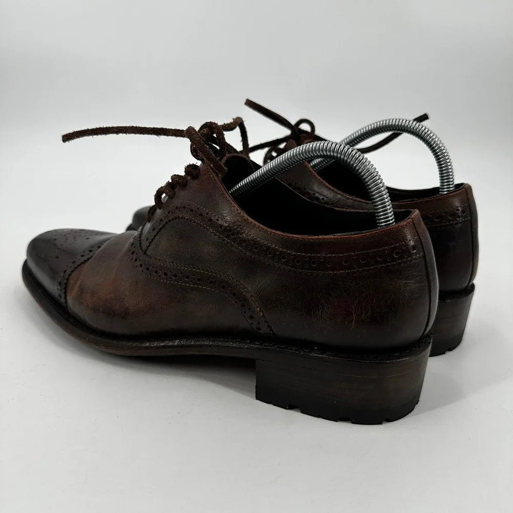 Freebird Steven George Mens 10 Dark Brown Wingtip‎ Brogue Cap Toe Oxford Shoes